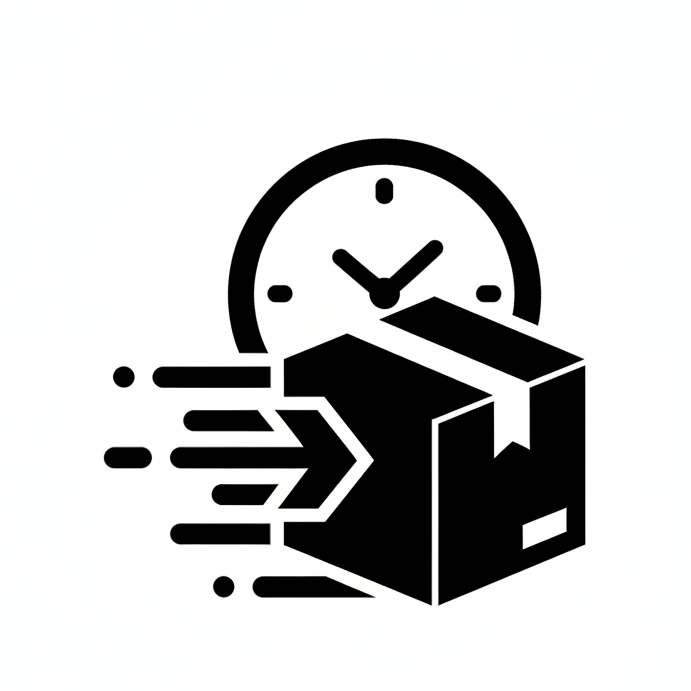 generate icon for timely delivery slogan. color should be black